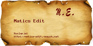 Matics Edit névjegykártya